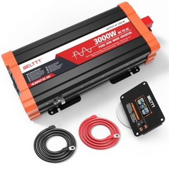 BELTTT 3000W Pure Sine Wave Inverter 12V DC to 120V AC for Solar