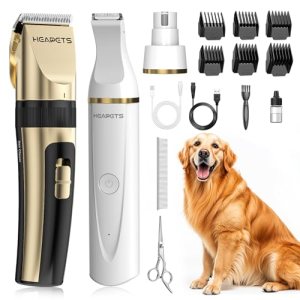 HEAPETS Dog Hair Clippers for Grooming Kit and Dog Paw Trimmer Nail Grinder for