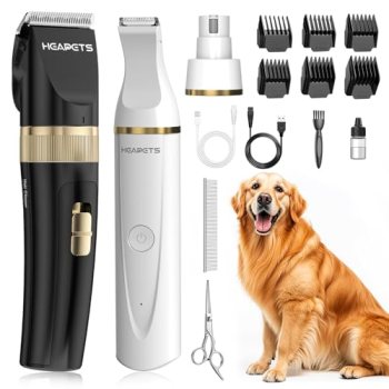HEAPETS Dog Hair Clippers for Grooming Kit and Dog Paw Trimmer Nail Grinder for