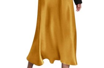 Zeagoo Womens Satin Skirts High Waist Skirt Zipper Casual Silk Midi Length Long