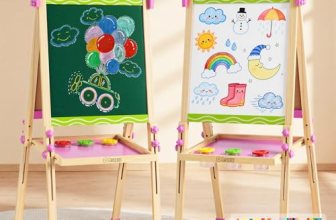 Doselie Easel for Kids,Adjustable Wooden Kids Art Easel with Paper Roll