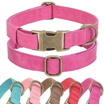 Jumpress Soft Leather Dog Collar for Small Medium Large Dogs