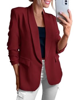 KIRUNDO Womens Blazer 2026 Spring Fall Bussiness Casual Long Sleeve Open Front W