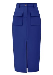 KIRUNDO Midi Skirts for Women Summer Fall High Waisted Cargo Trendy Pencil Slit