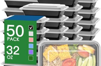 50 Pack (100-Piece) 32 oz Meal Prep Containers Reusable with Easy Open Lids