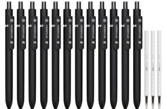 STAGEEK Black Gel Pens GX3, 12Pcs Fine Point Smooth Writing Pens with 3 Extra Re