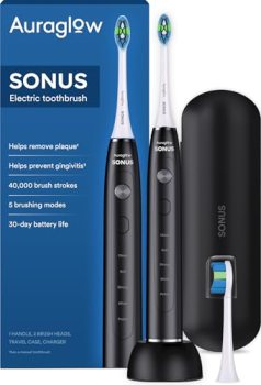 AURAGLOW Sonic Electric Toothbrush for Adults – Rechargeable