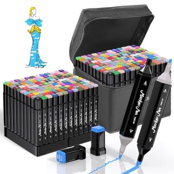 HomFilix Alcohol Markers, 120 Colors Dual Tip Art Alcohol Markers Set