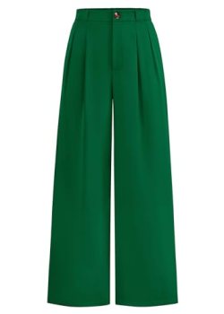 KIRUNDO Wide Leg Dress Pants for Women High Waisted Office Work Trousers Busines