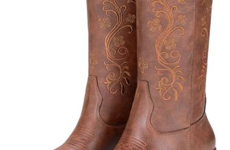 Vepose Women’s Brown Cowboy Boots Mid Calf