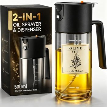 Costop Professional 500ml Glass Oil Sprayer – 3-in-1 Kitchen Tool: Fine Mist