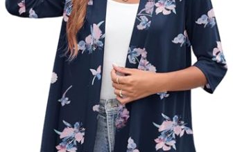 Heymoments Cardigan for Women Purple Iris Medium Draped Open-Front 3/4 Sleeve Li