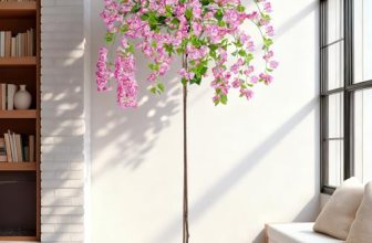 Erimda 6FT Artificial Bougainvillea Tree Artificial Tree Tall Potted Fake Bougai