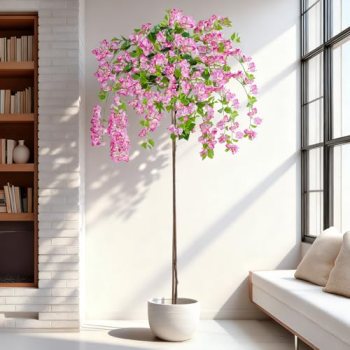 Erimda 6FT Artificial Bougainvillea Tree Artificial Tree Tall Potted Fake Bougai