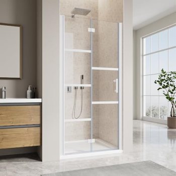 UCALAFEE Glass Shower Door, 34″ W x 72″ H Bifold Shower Door