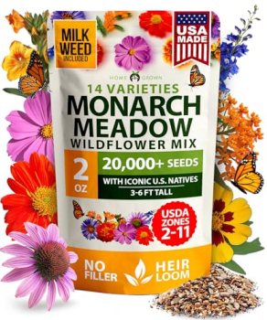 HOME GROWN Premium Monarch Butterfly Wildflower Seeds Mix (2oz)