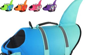 Doglay Dog Life Vest, Ripstop Cute Shark Dog Life Jacket with Superior Buoyancy