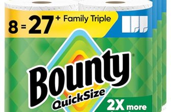Bounty Quick-Size Paper Towels, White, 8 Family Triple Rolls = 27 Regular Rolls