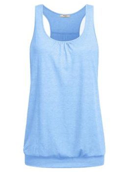 Miusey Womens Sleeveless Round Neck Loose Fit Racerback Yoga Tank Top (Cambric B