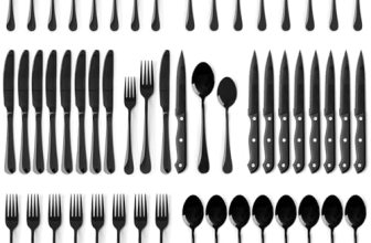 Astercook Silverware Set 48-Piece Black Flatware Set with Steak Knives Food-Grad