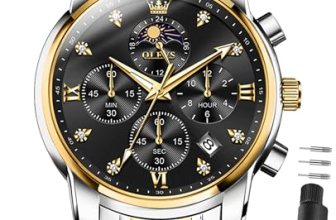 OLEVS Watch Men,Black Men’s Watch Stainless Steel