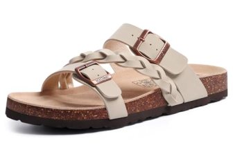 KIDMI Women’s Cork Footbed Sandals with Arch Support Comfortable Slip-On Slide S