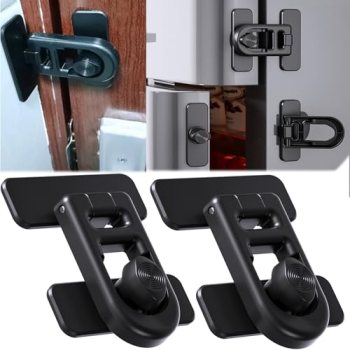 Bstsilver Child Safety Refrigerator Lock, No Drill Adhesive 180° Swivel 2PK