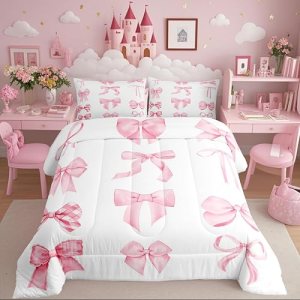 Erosebridal Dreamy Coquette Bow Comforter Set Queen Size