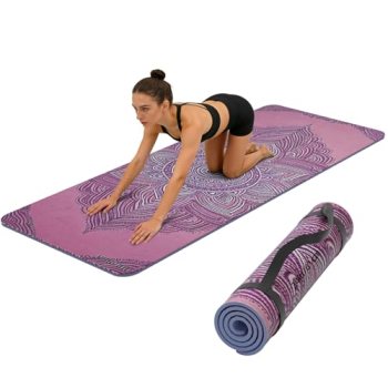 WUWAN Printed Yoga Mat 72″ x 24″ Thick 6mm Non-Slip Fitness Exercise Exercise Ma