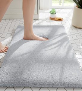 MINIDEAR Bathroom Rugs 24×17 Light Gray – Thick Memory Foam Bath Mat