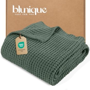 blunique Waffle Knit Blanket Twin Size