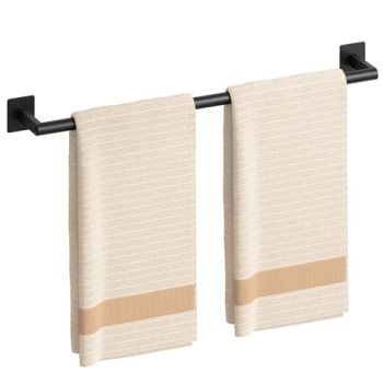 USHOWER Matte Black Towel Bar, 24 Inch Towel Racks for Bathroom Wall Mounted