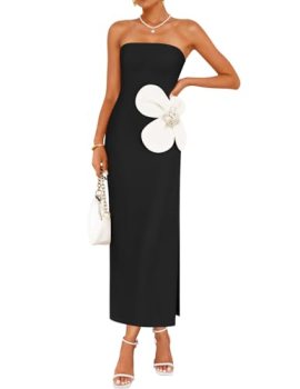 ZESICA Womens Summer Cocktail Strapless Maxi Dress 2026 Formal Bodycon Backless