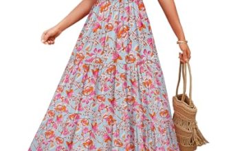ZESICA Women’s 2026 Summer Spring Floral Boho Maxi Dresses Casual Short Sleeve V