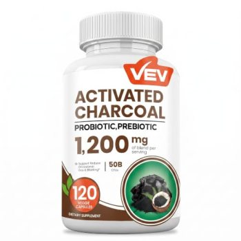 VEV Activated Charcoal with Organic Coconut Shell Charcoal & 50 Billion Probioti