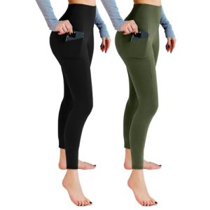 Leafigure 2 Packs Leggings with Pockets for Women