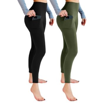 Leafigure 2 Packs Leggings with Pockets for Women