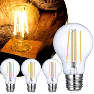 Ivyemons A19 E26 Edison Bulb, 4 Pack High Output Dimmable A19 Vintage Light Bulb