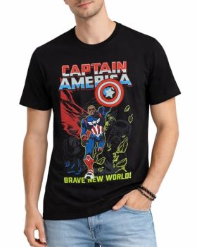 Marvel Mens Graphic T-Shirts – Avengers Spiderman Captain America Short Sleeve C