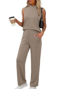 XIEERDUO Lounge Sets for Women Chocolate Brown Fall Clothes Beach Vacation Summe