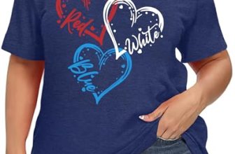 Plus Size Amrican Flag Heart Shirt Women Patriotic Graphic Tees 4th of July Tops