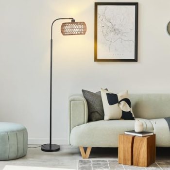 YJSQOEOE Rattan Floor Lamp for Living Room