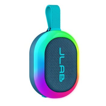 JLab, Pop Party, Portable Bluetooth Speaker, Waterproof, RGB LED Lighting, Navy