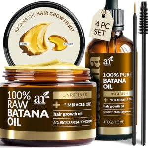 Batana Oil for Hair Growth – 4Pc Set: Raw Batana oil 4oz + 4.2oz Paste