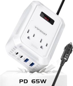 200W Car Power Inverter DC 12V to 110V AC Inverter with PD 65W/30W USB C & 2 QC