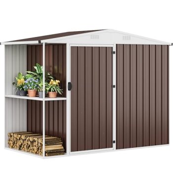 DWVO Outdoor Storage Shed 8x4FT with Rack