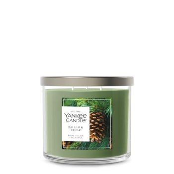 Yankee Candle Balsam and Cedar, Scented Candle, 14.5oz 3-Wick Candle Jar with up