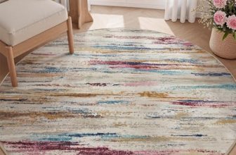 tchdio Round Rug 5FT Colorful Modern Abstract Circle Rug for Bedroom Non Slip So
