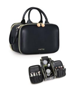 Prite Makeup Bag for Women, Large Capacity Waterproof Travel Cosmetic Organizer