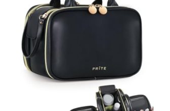 Prite Makeup Bag for Women, Large Capacity Waterproof Travel Cosmetic Organizer